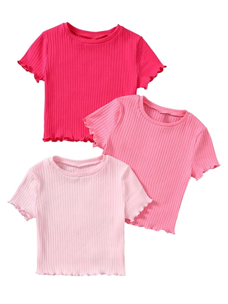 Amazon.com: Floerns Girls 3 Pcs Short Sleeve Lettuce Trim